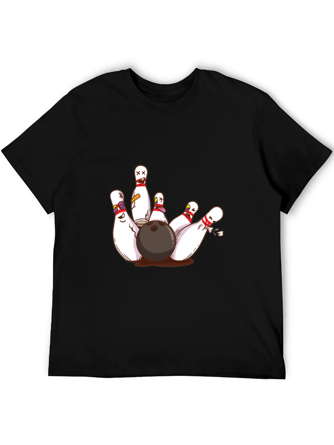 Bowling Strike Graphic Tee - Funny Cartoon Pins