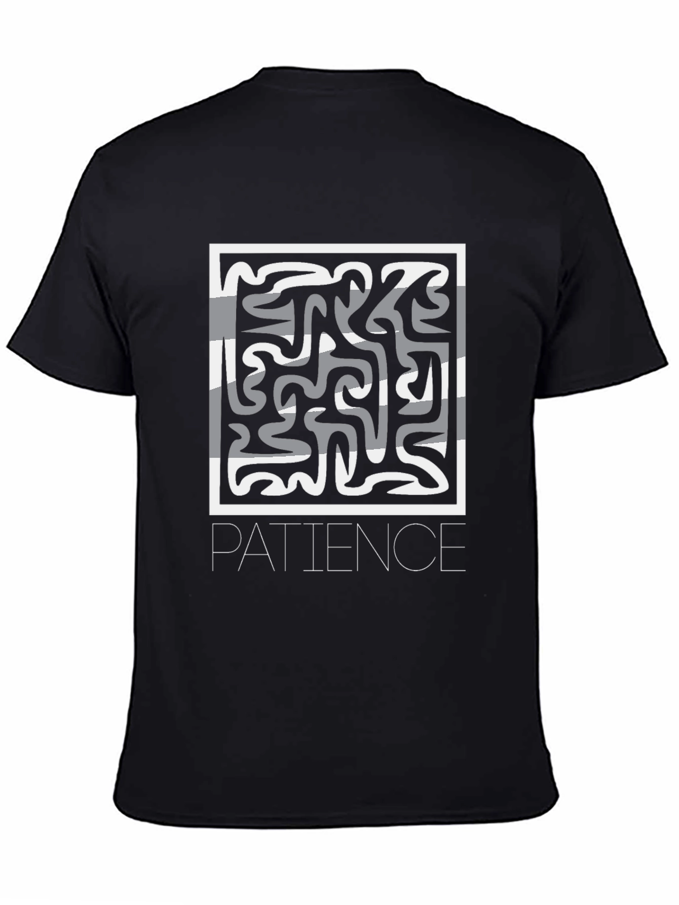 Patience Graphic Print Black Crew Neck T-Shirt