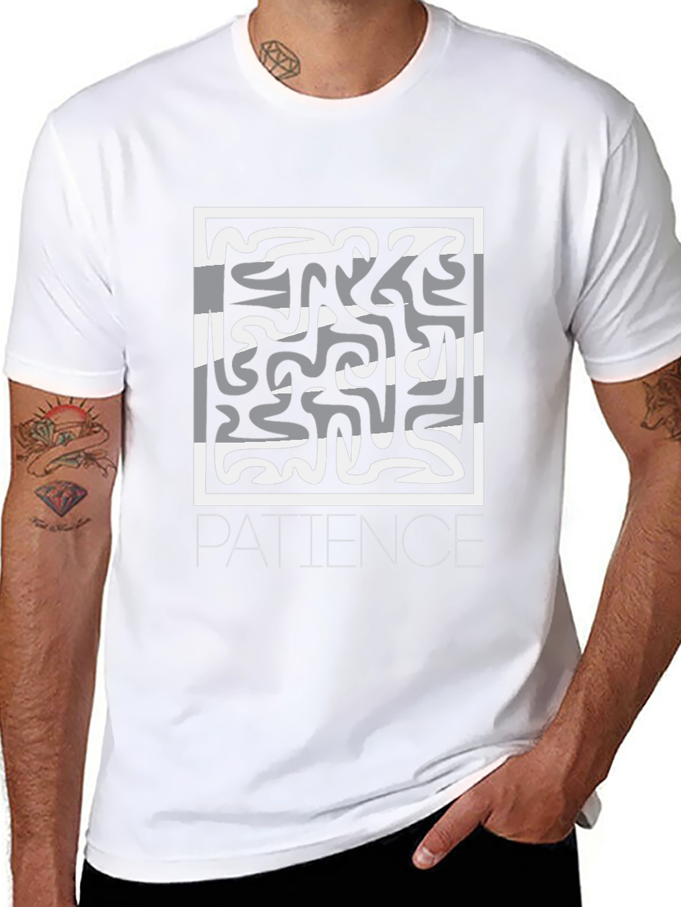 Patience Graphic Print Black Crew Neck T-Shirt