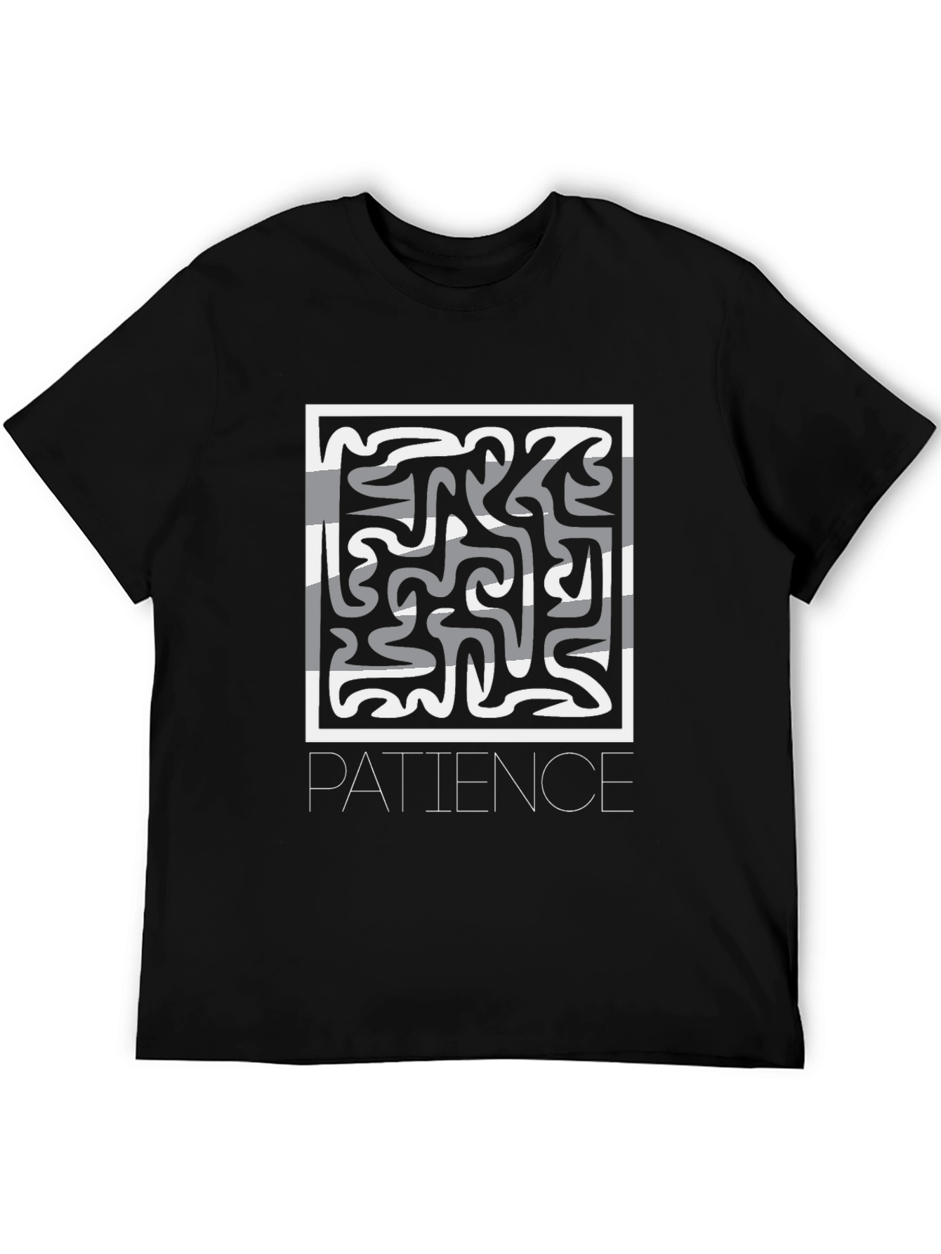 Patience Graphic Print Black Crew Neck T-Shirt