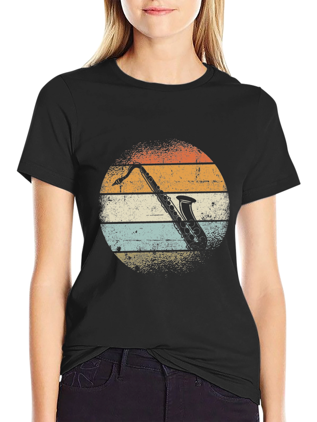 Retro Saxophone Sunset Graphic T-Shirt