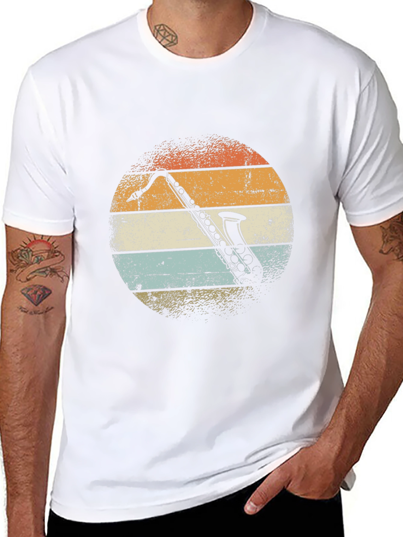 Retro Saxophone Sunset Graphic T-Shirt