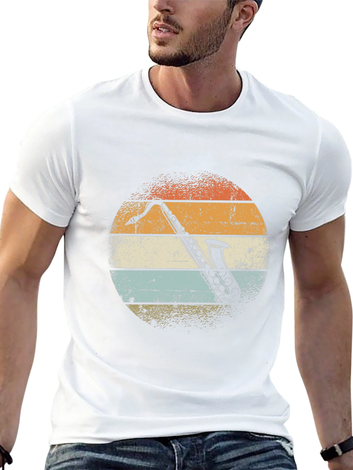 Retro Saxophone Sunset Graphic T-Shirt