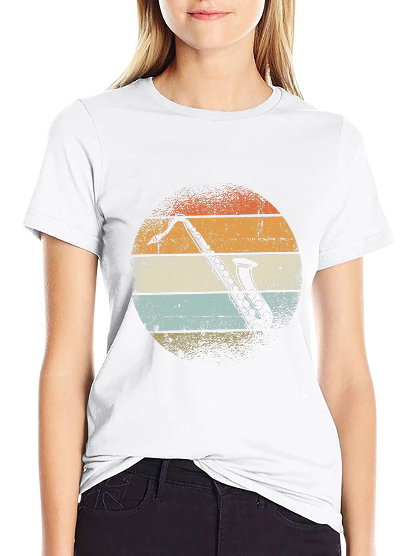Retro Saxophone Sunset Graphic T-Shirt