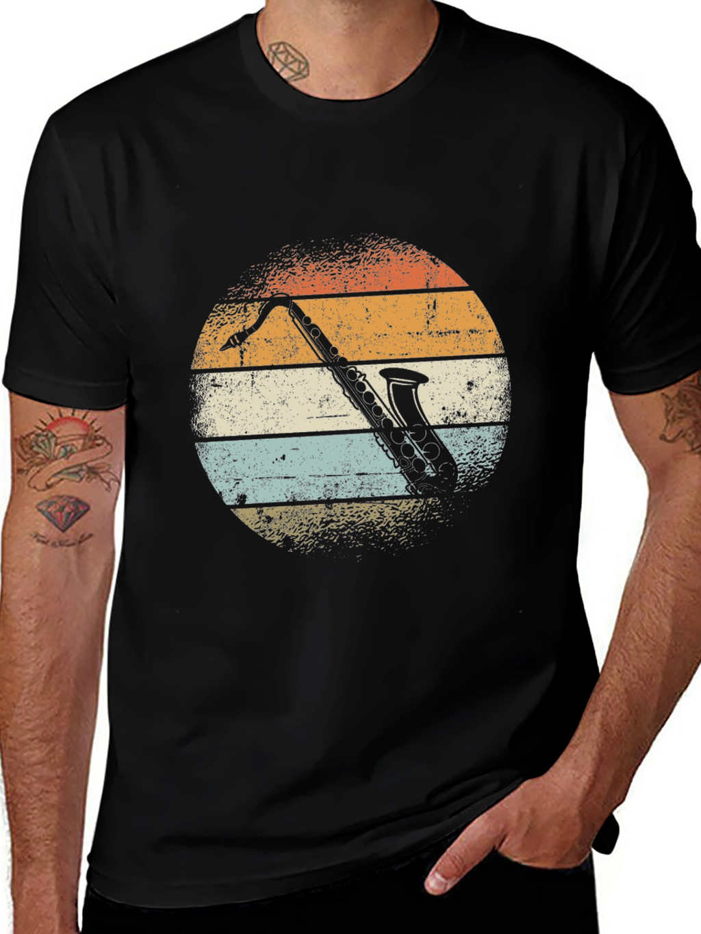 Retro Saxophone Sunset Graphic T-Shirt