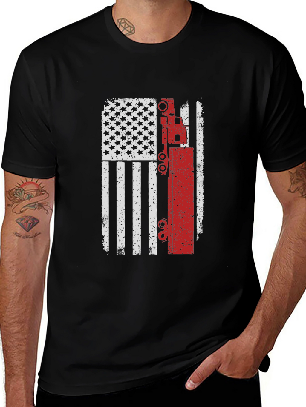 American Flag Crane Operator T-Shirt