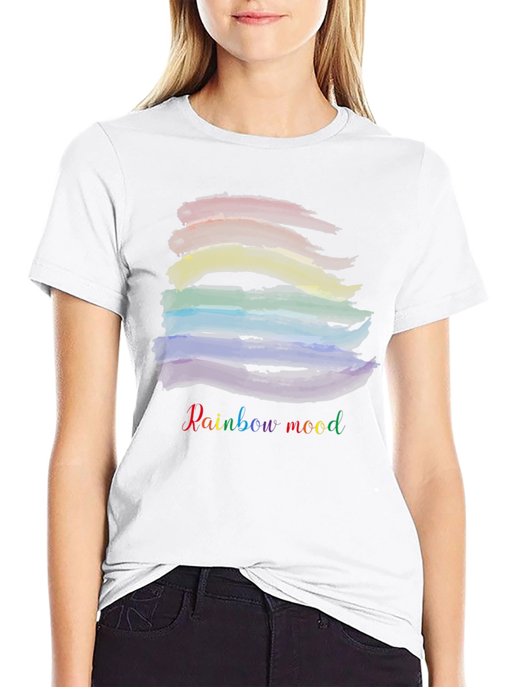 Rainbow Mood Black T-Shirt: Stylish & Comfortable