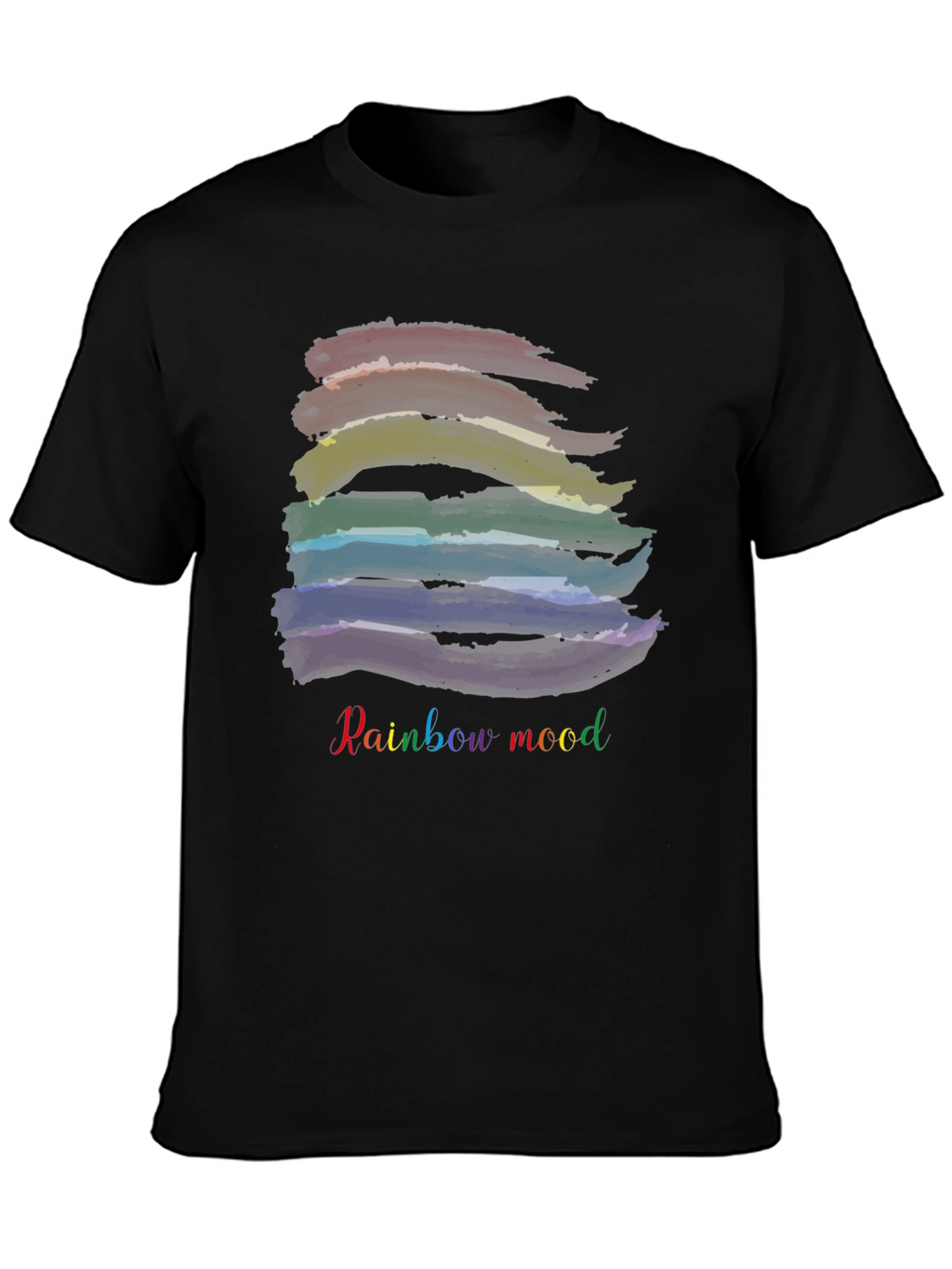 Rainbow Mood Black T-Shirt: Stylish & Comfortable