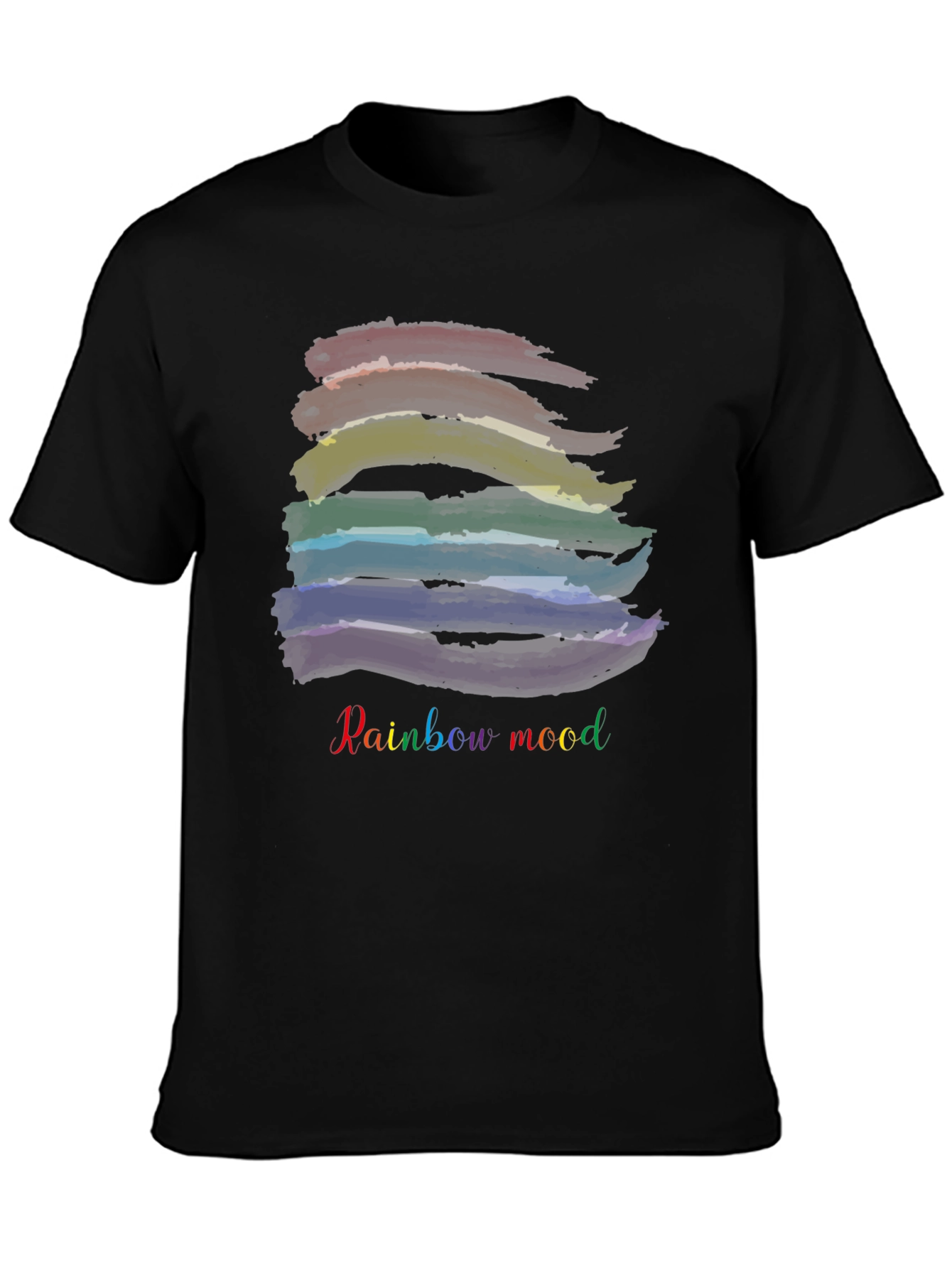 Rainbow Mood Black T-Shirt: Stylish & Comfortable