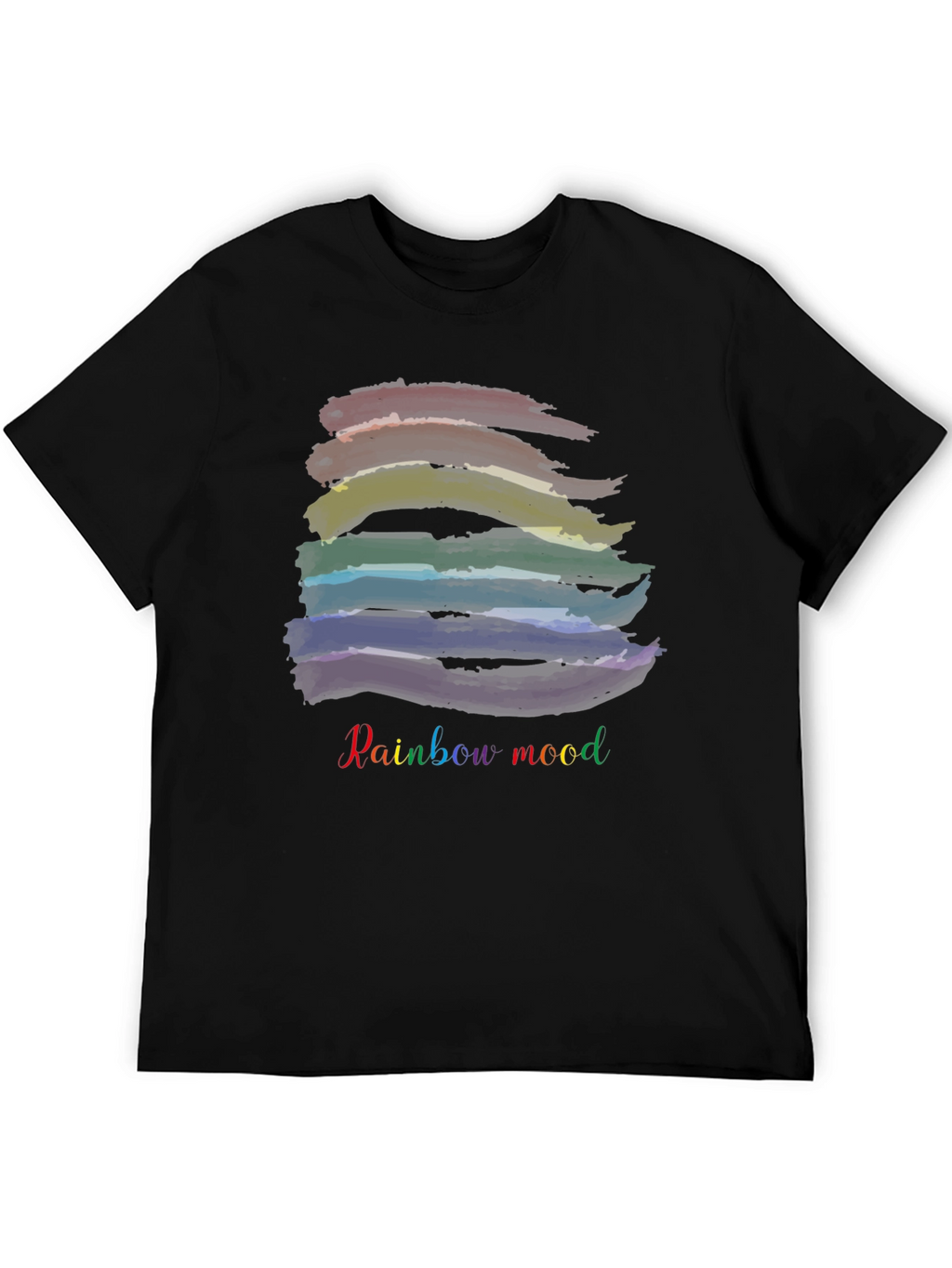 Rainbow Mood Black T-Shirt: Stylish & Comfortable