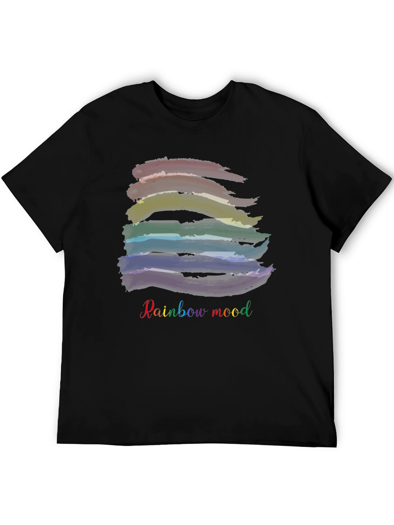 Rainbow Mood Black T-Shirt: Stylish & Comfortable