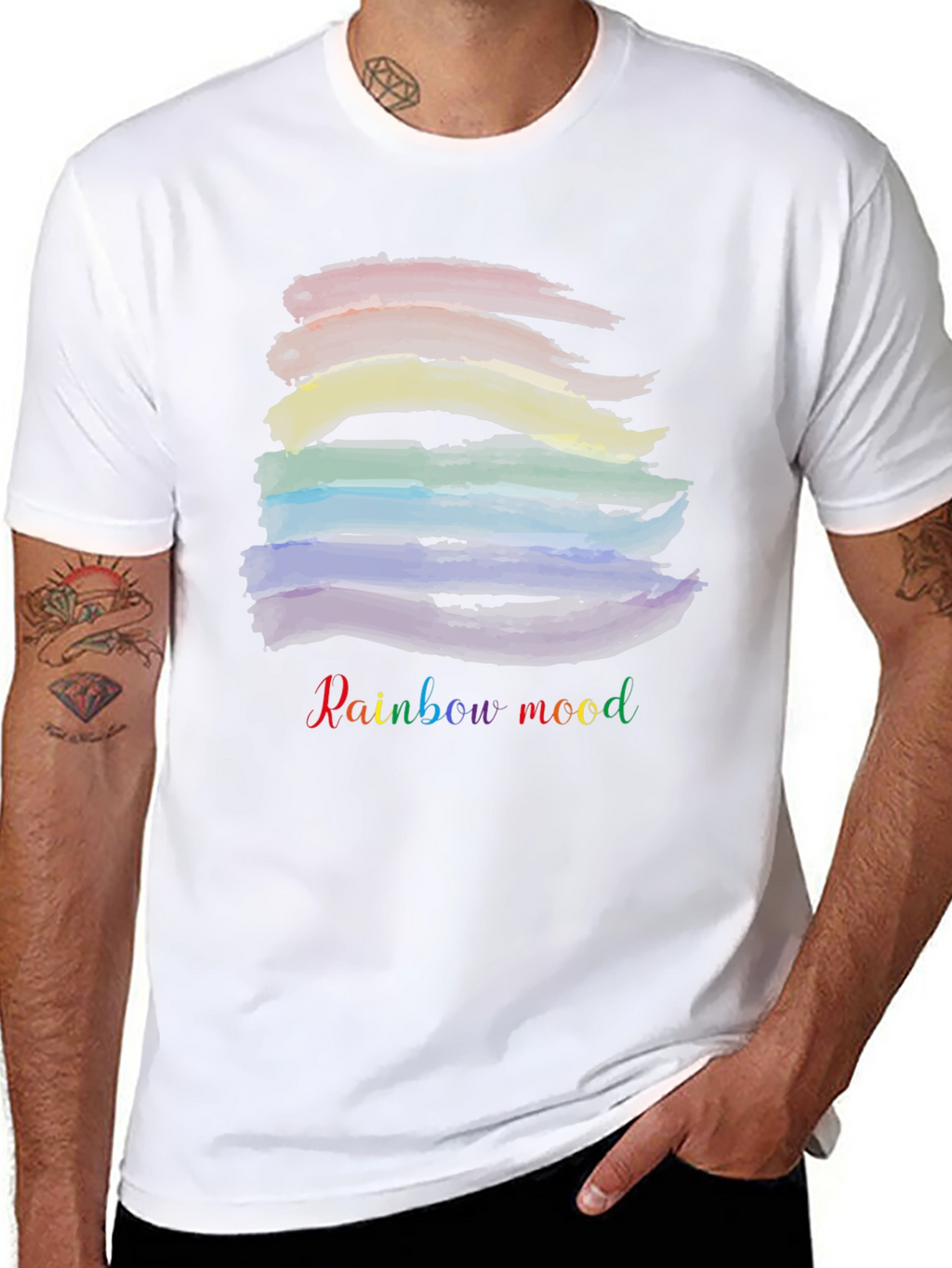 Rainbow Mood Black T-Shirt: Stylish & Comfortable