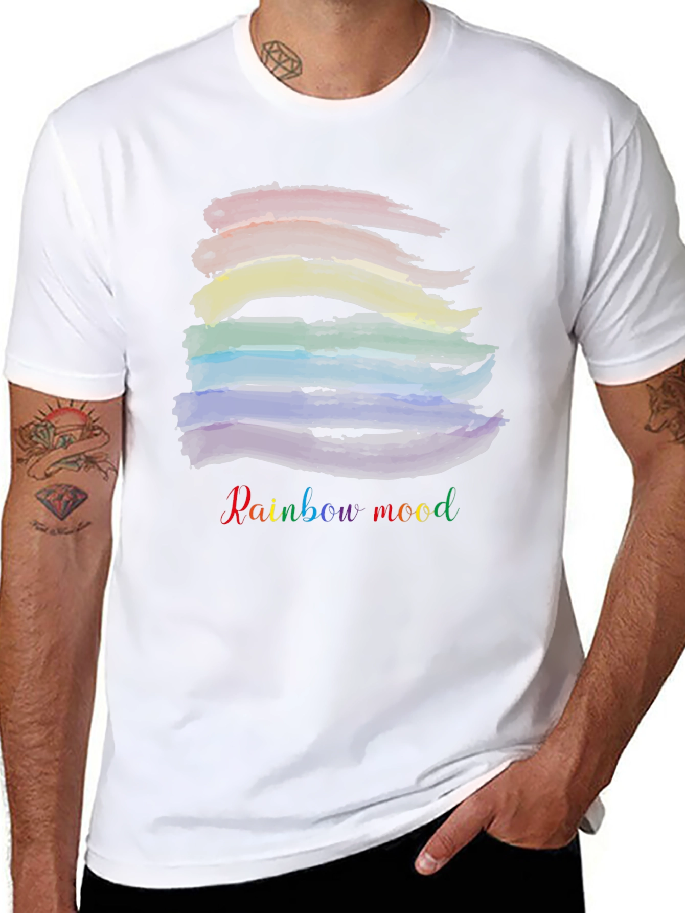 Rainbow Mood Black T-Shirt: Stylish & Comfortable