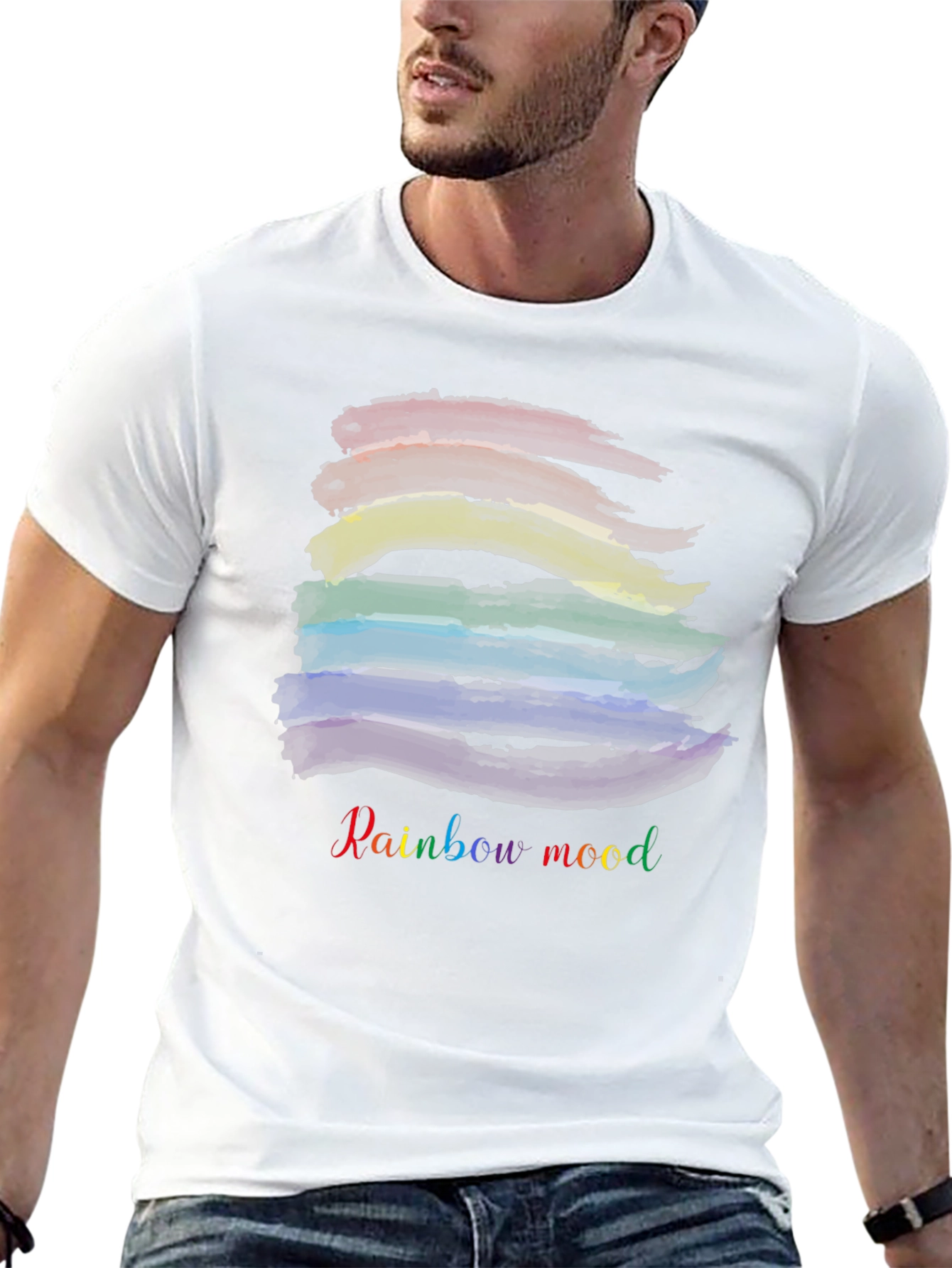 Rainbow Mood Black T-Shirt: Stylish & Comfortable