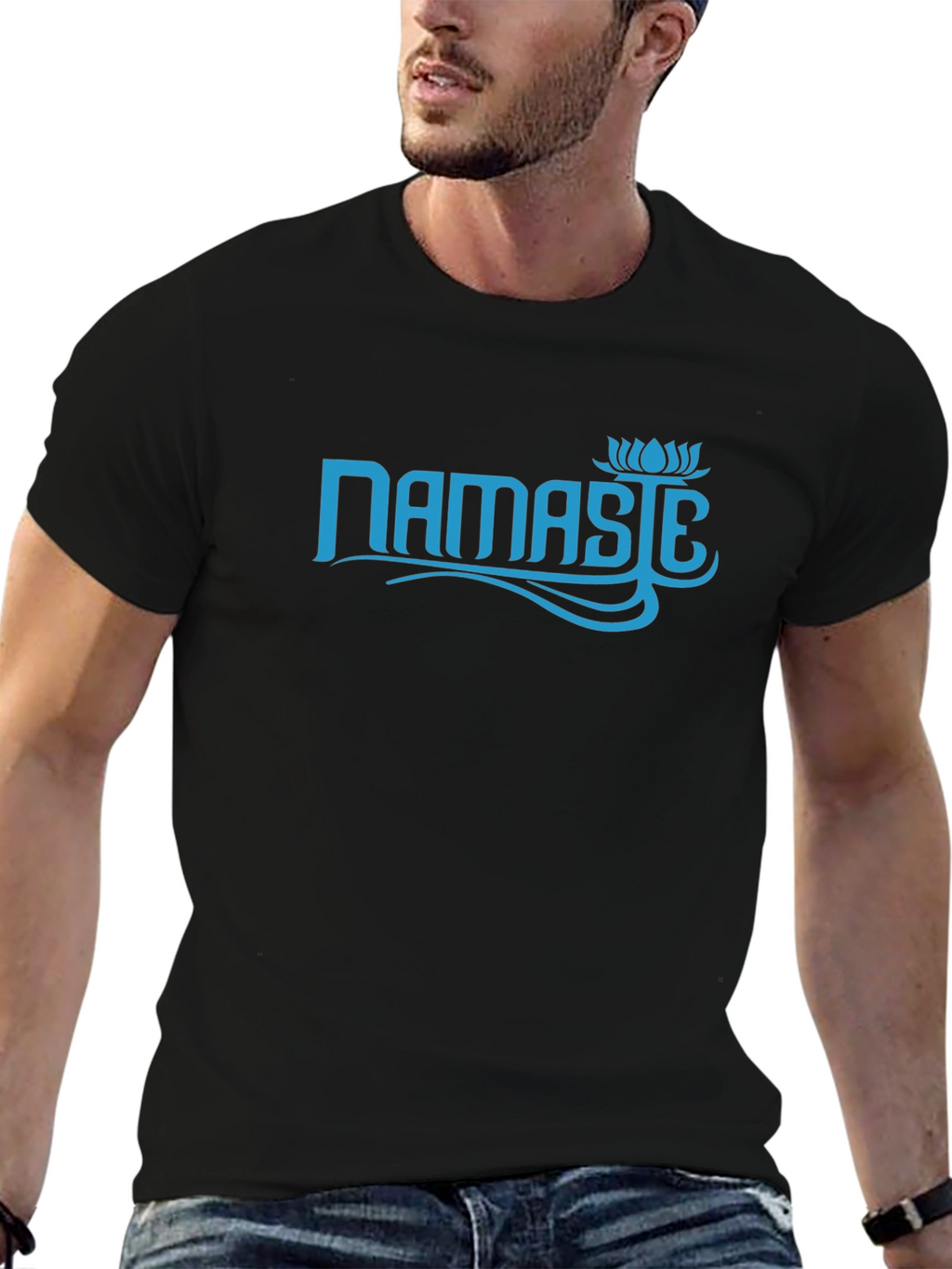 Namaste Graphic Tee - Relaxed Fit Black Cotton Shirt