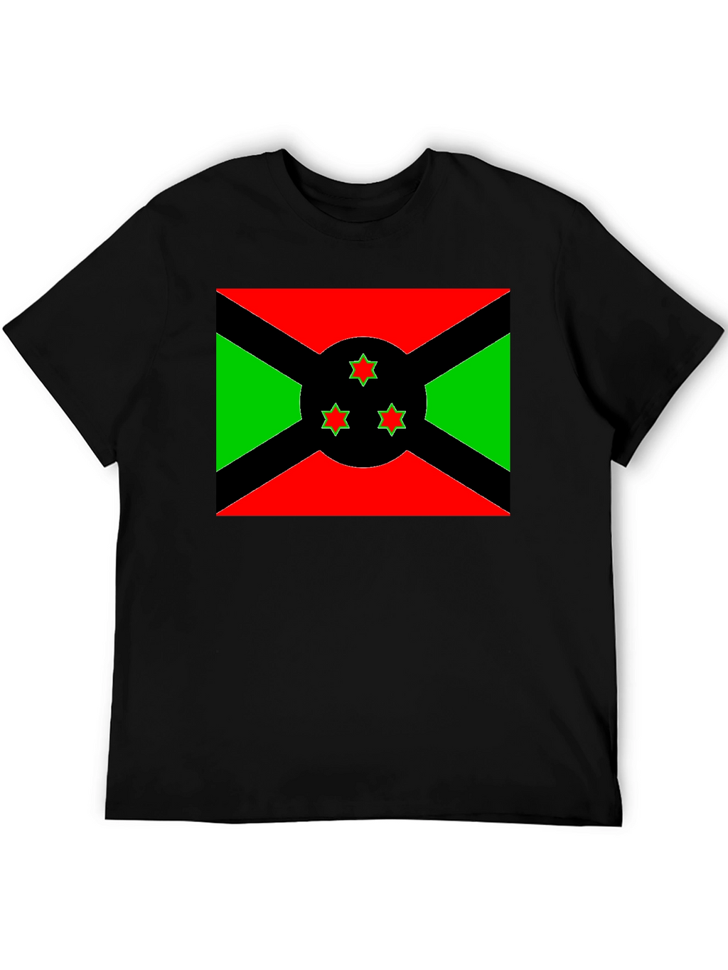 Burundi Flag Graphic Tee - Black Cotton