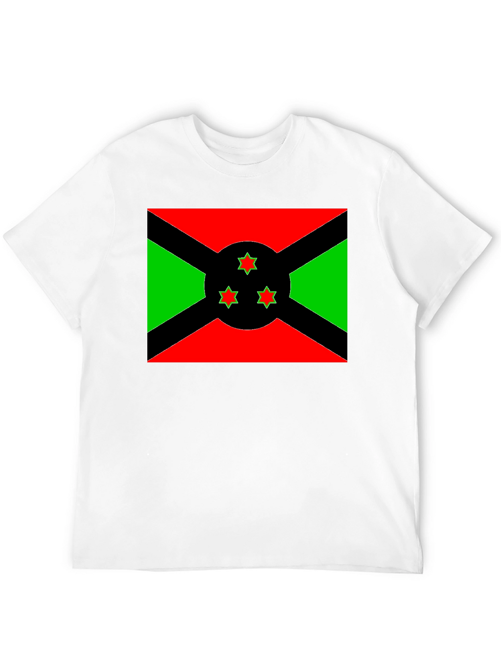 Burundi Flag Graphic Tee - Black Cotton