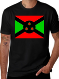 Burundi Flag Graphic Tee - Black Cotton