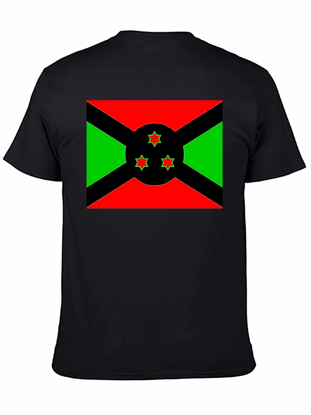 Burundi Flag Graphic Tee - Black Cotton