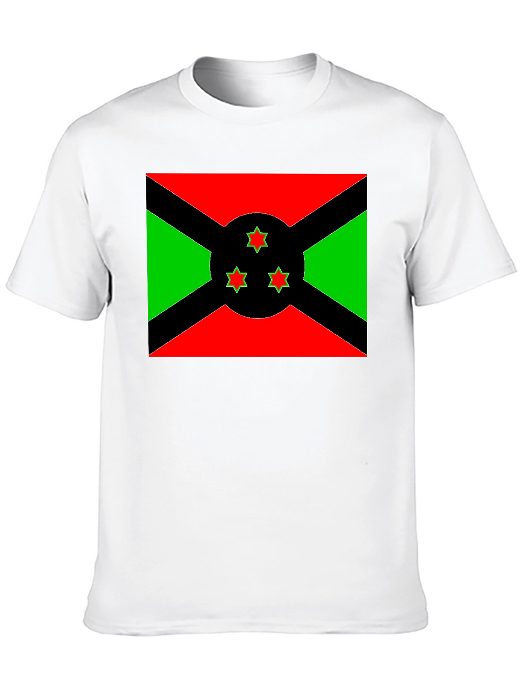 Burundi Flag Graphic Tee - Black Cotton