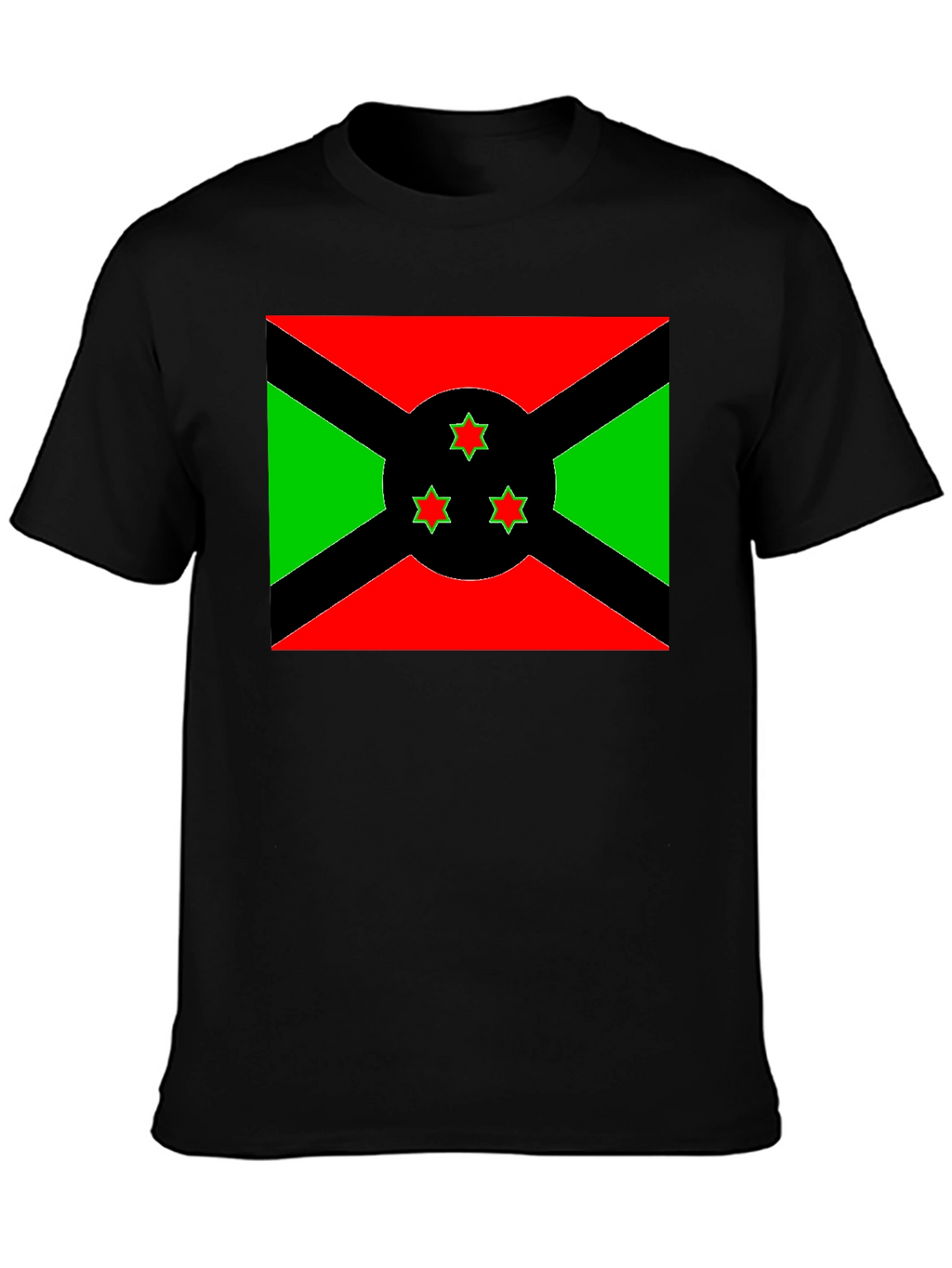 Burundi Flag Graphic Tee - Black Cotton