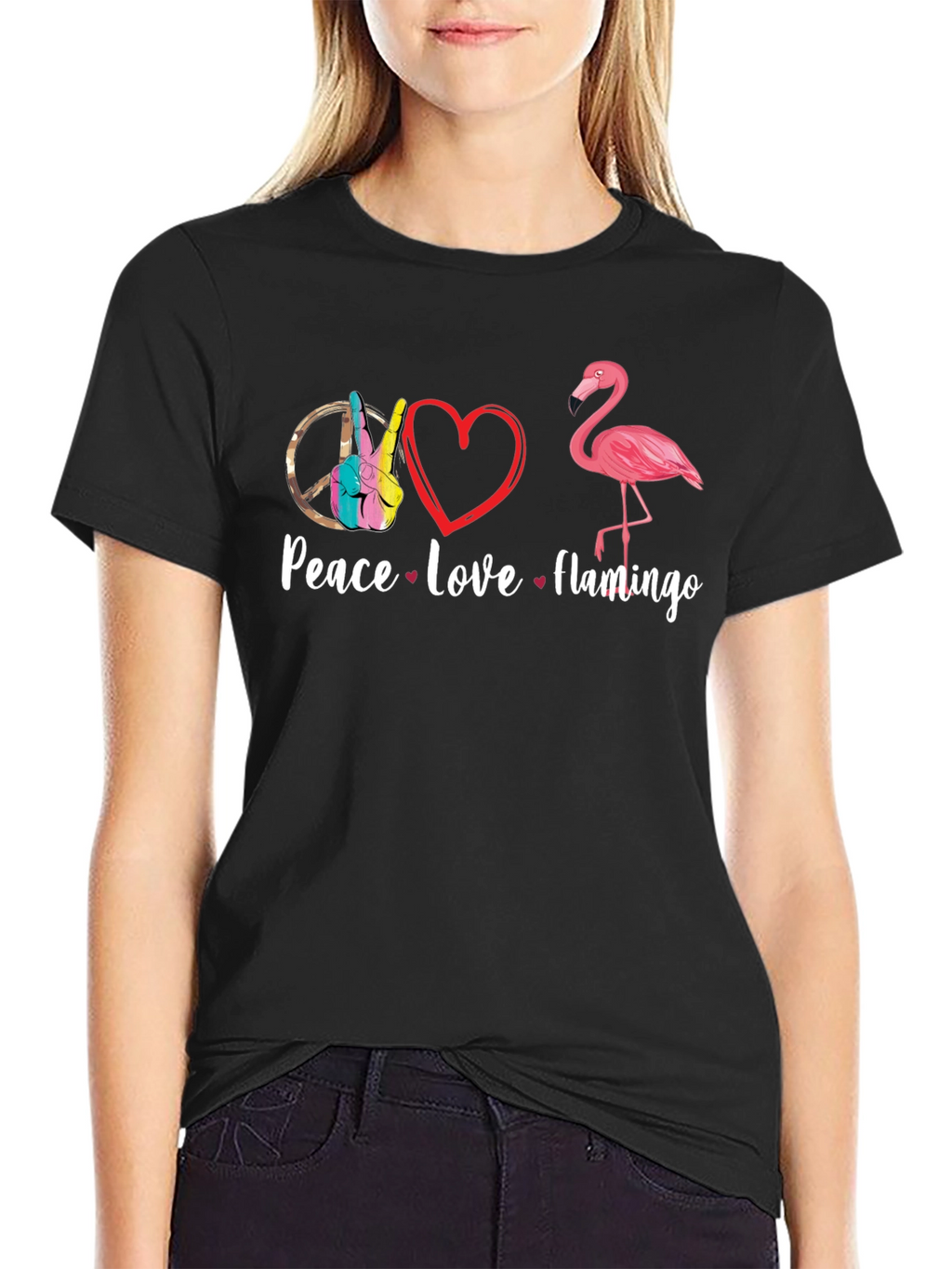 Peace Love Flamingo T-Shirt - Fun Graphic Tee