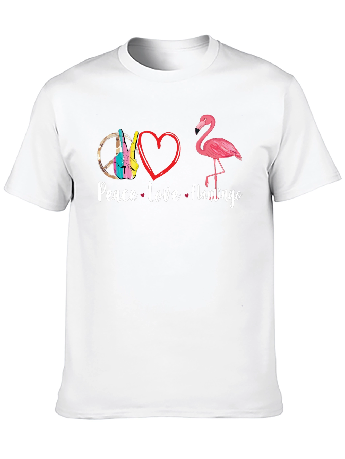 Peace Love Flamingo T-Shirt - Fun Graphic Tee