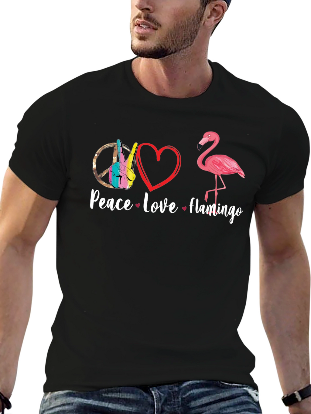 Peace Love Flamingo T-Shirt - Fun Graphic Tee