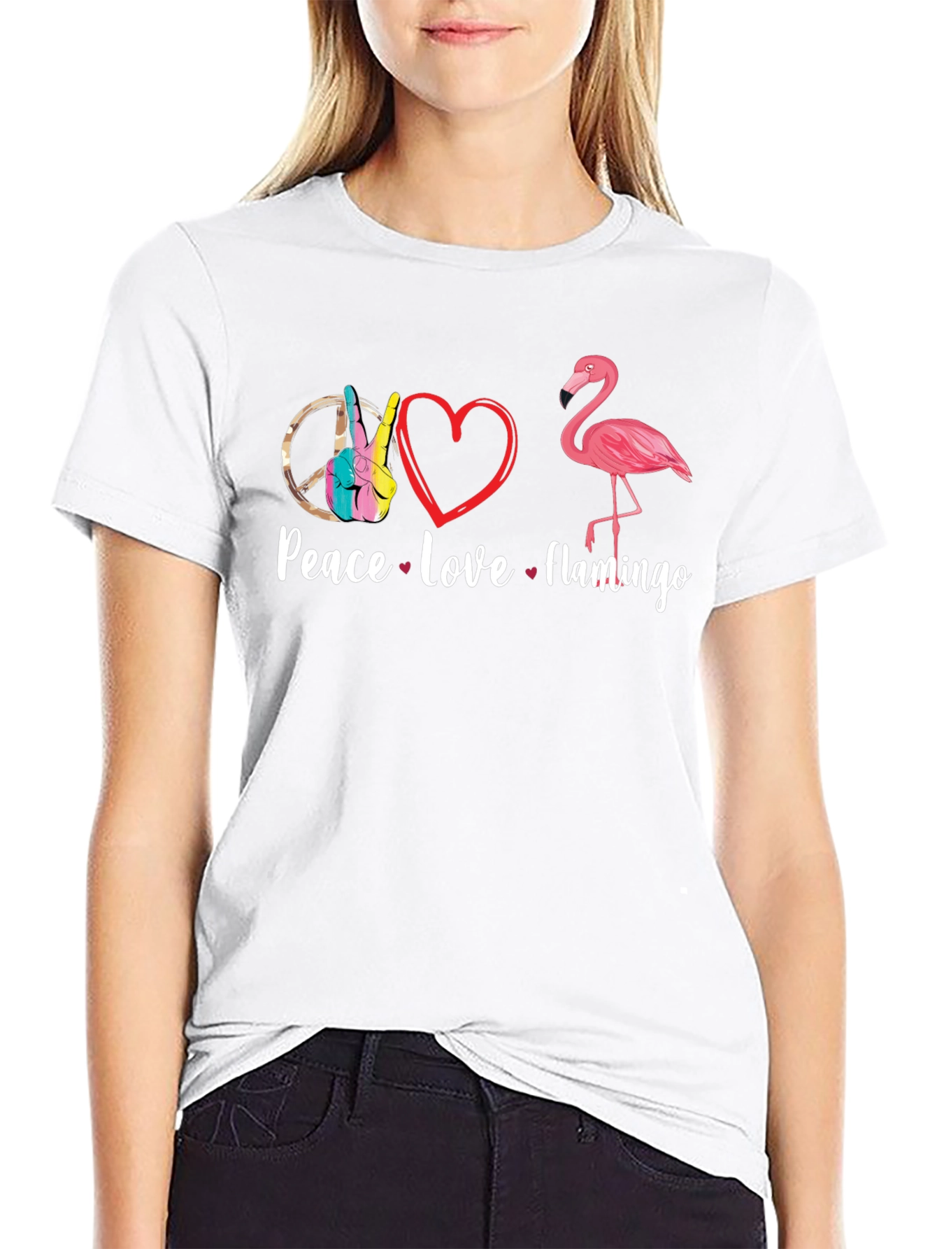 Peace Love Flamingo T-Shirt - Fun Graphic Tee