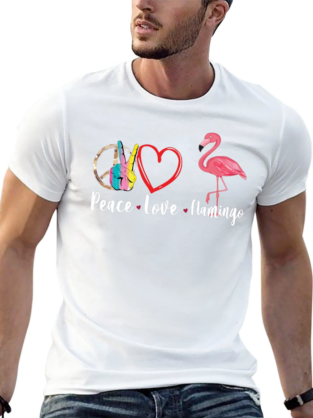 Peace Love Flamingo T-Shirt - Fun Graphic Tee