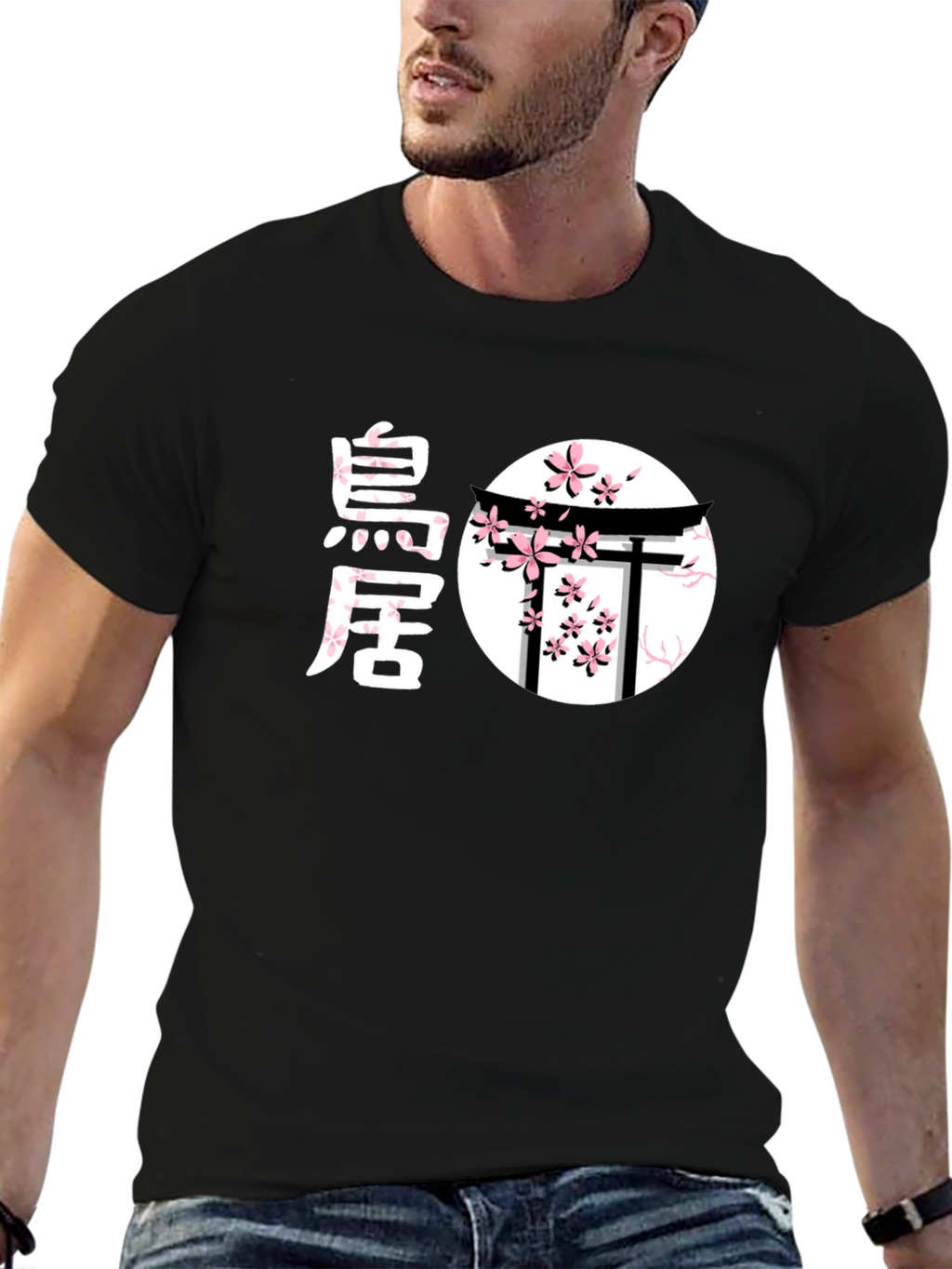 Japanese Cherry Blossom Torii Gate Graphic T-Shirt