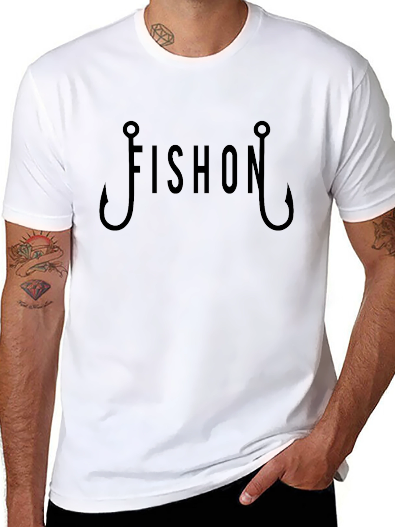 Fish On Hook Graphic Tee - Black Fishing Shirt