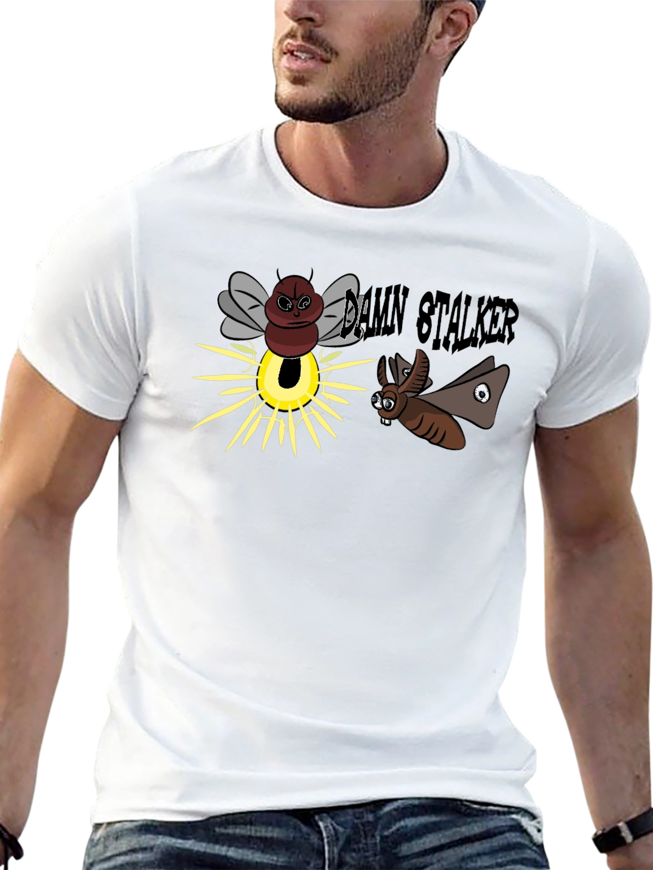 Damn Stalker Cartoon Graphic T-Shirt