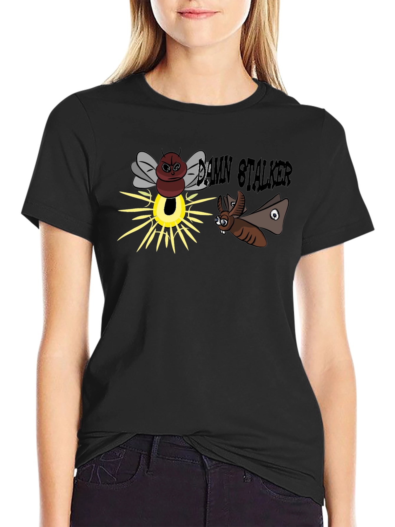 Damn Stalker Cartoon Graphic T-Shirt