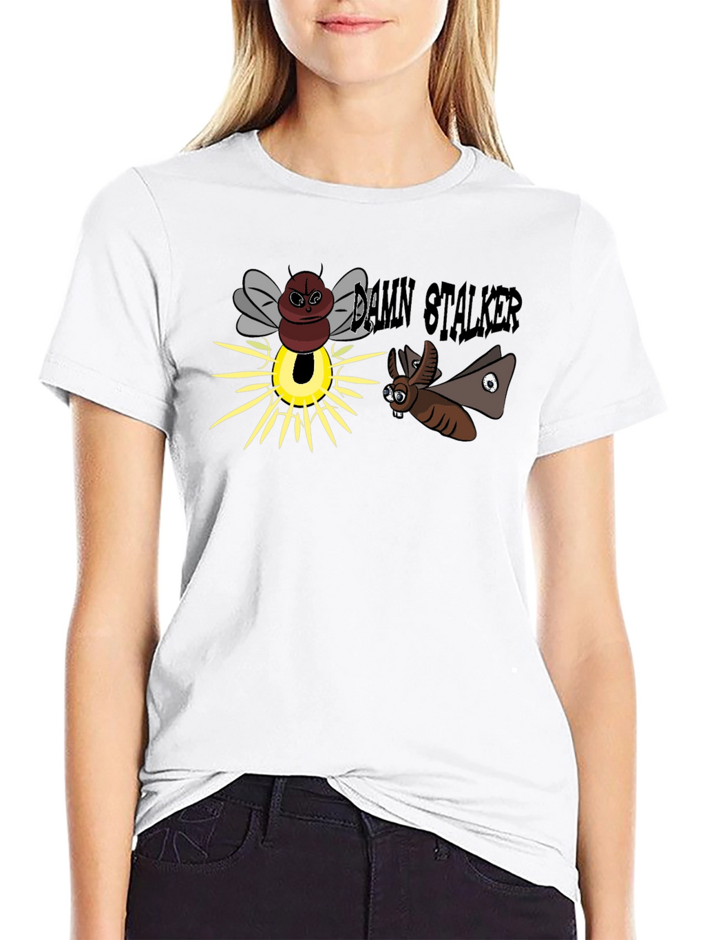 Damn Stalker Cartoon Graphic T-Shirt