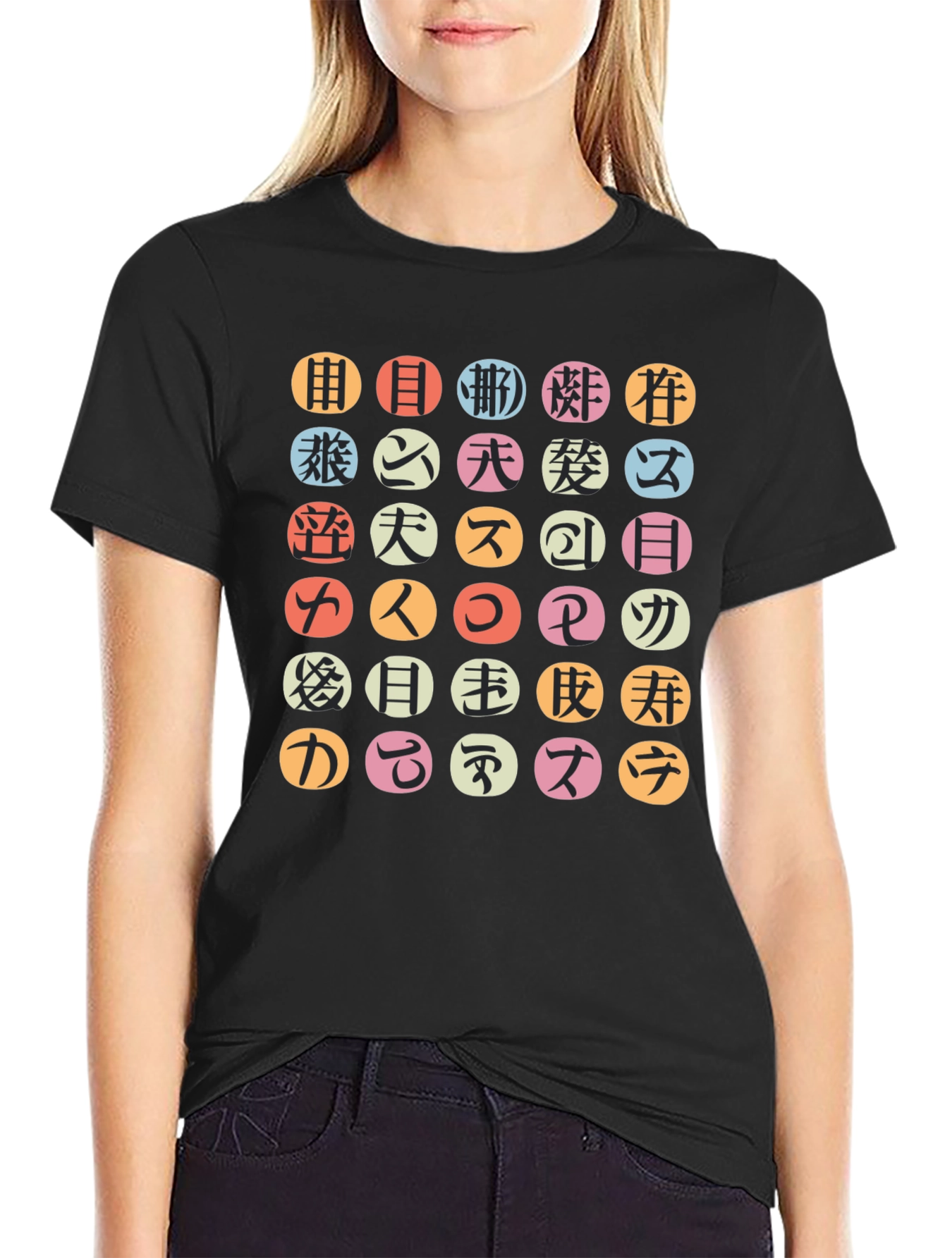 Japanese Characters Graphic T-Shirt