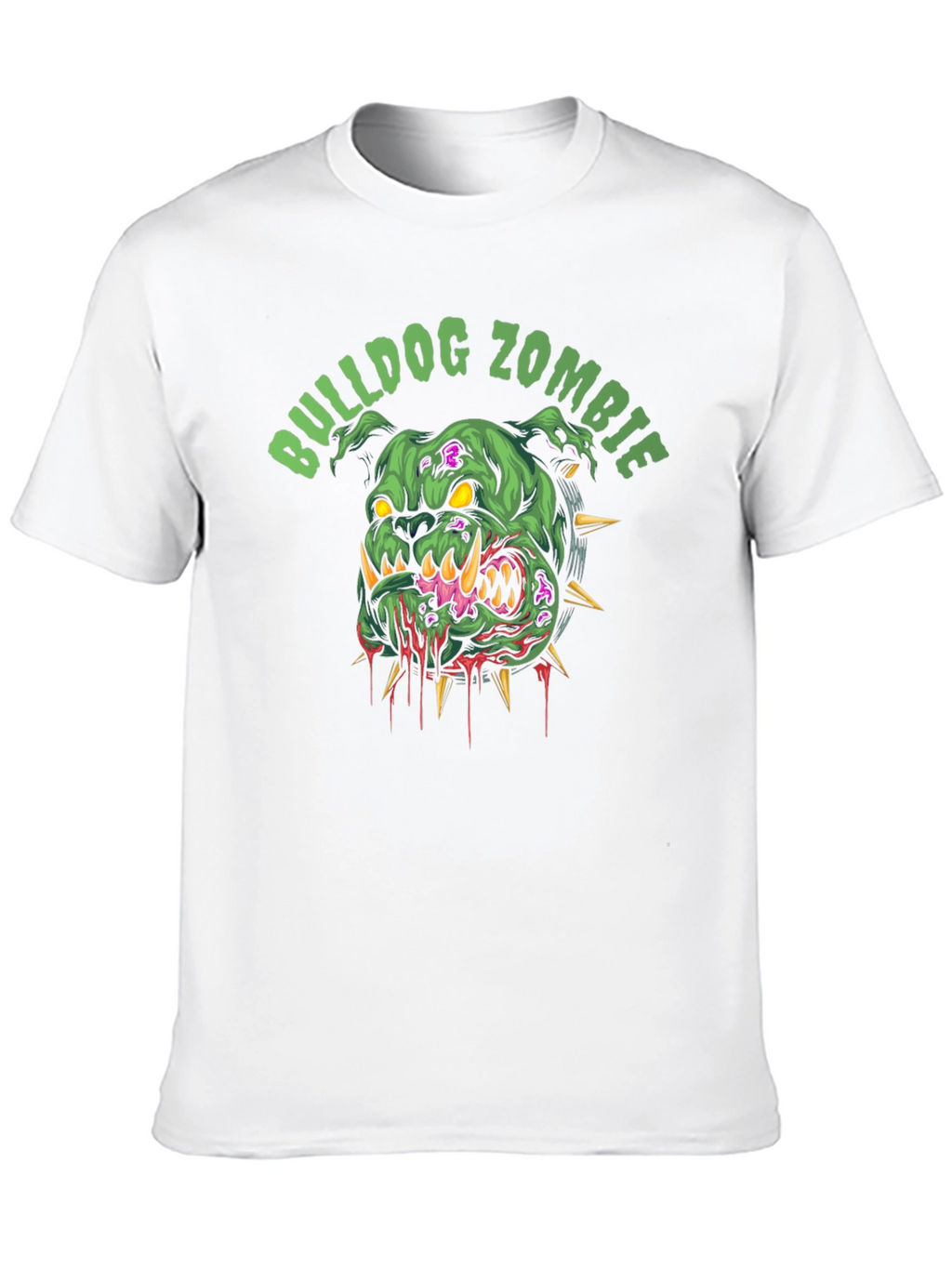Bulldog Zombie Graphic Print Black T-Shirt