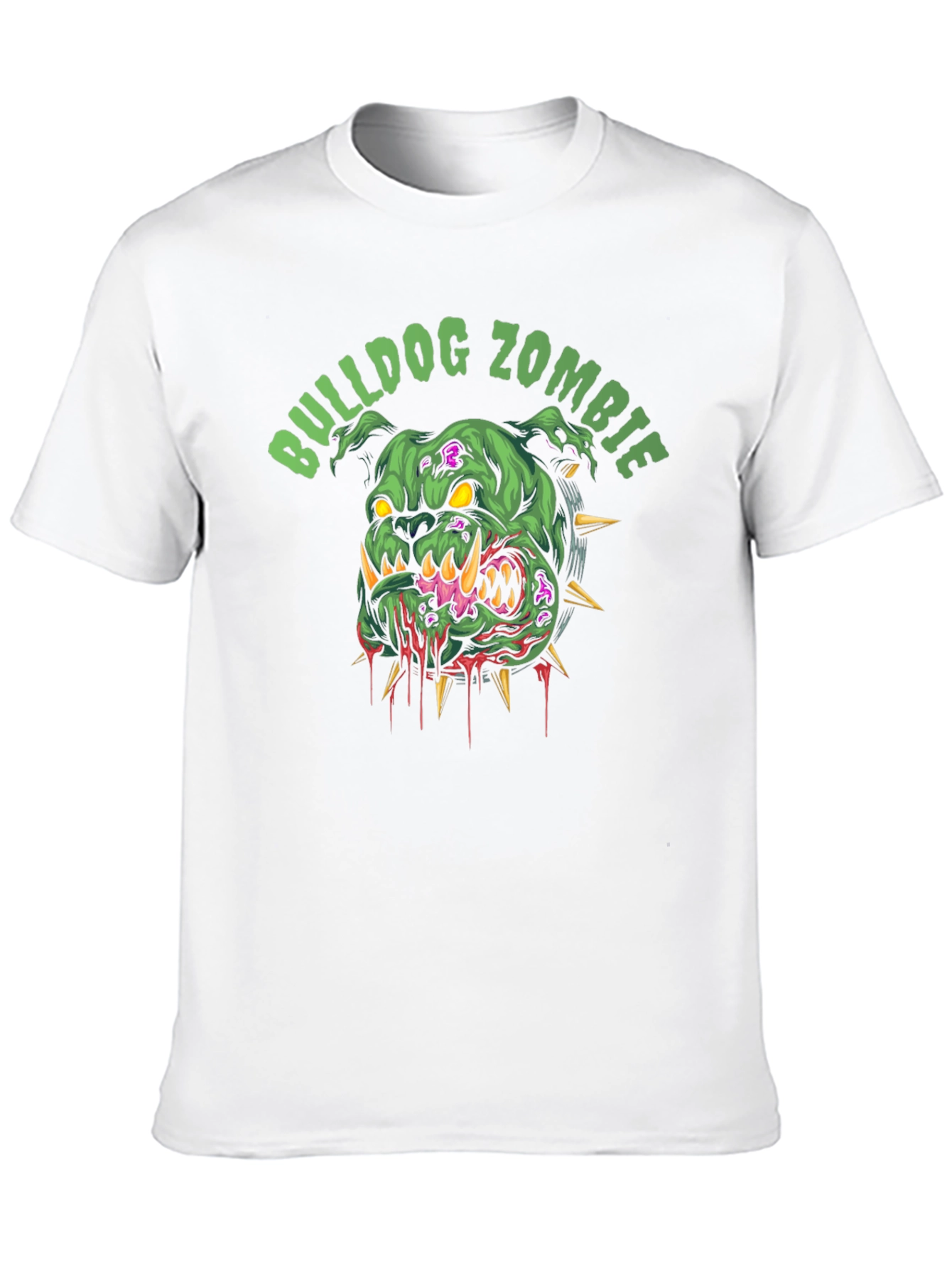 Bulldog Zombie Graphic Print Black T-Shirt