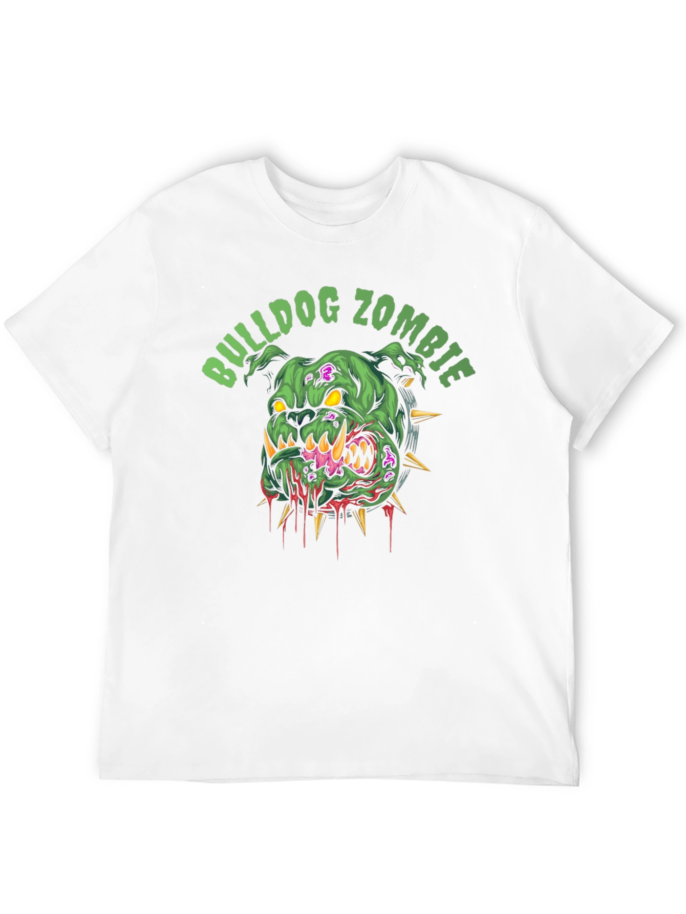 Bulldog Zombie Graphic Print Black T-Shirt