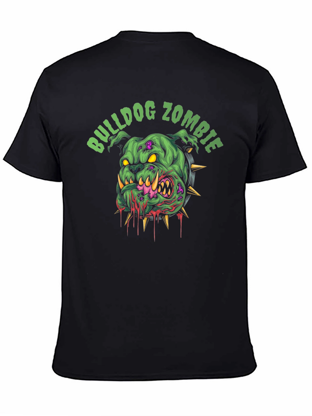 Bulldog Zombie Graphic Print Black T-Shirt