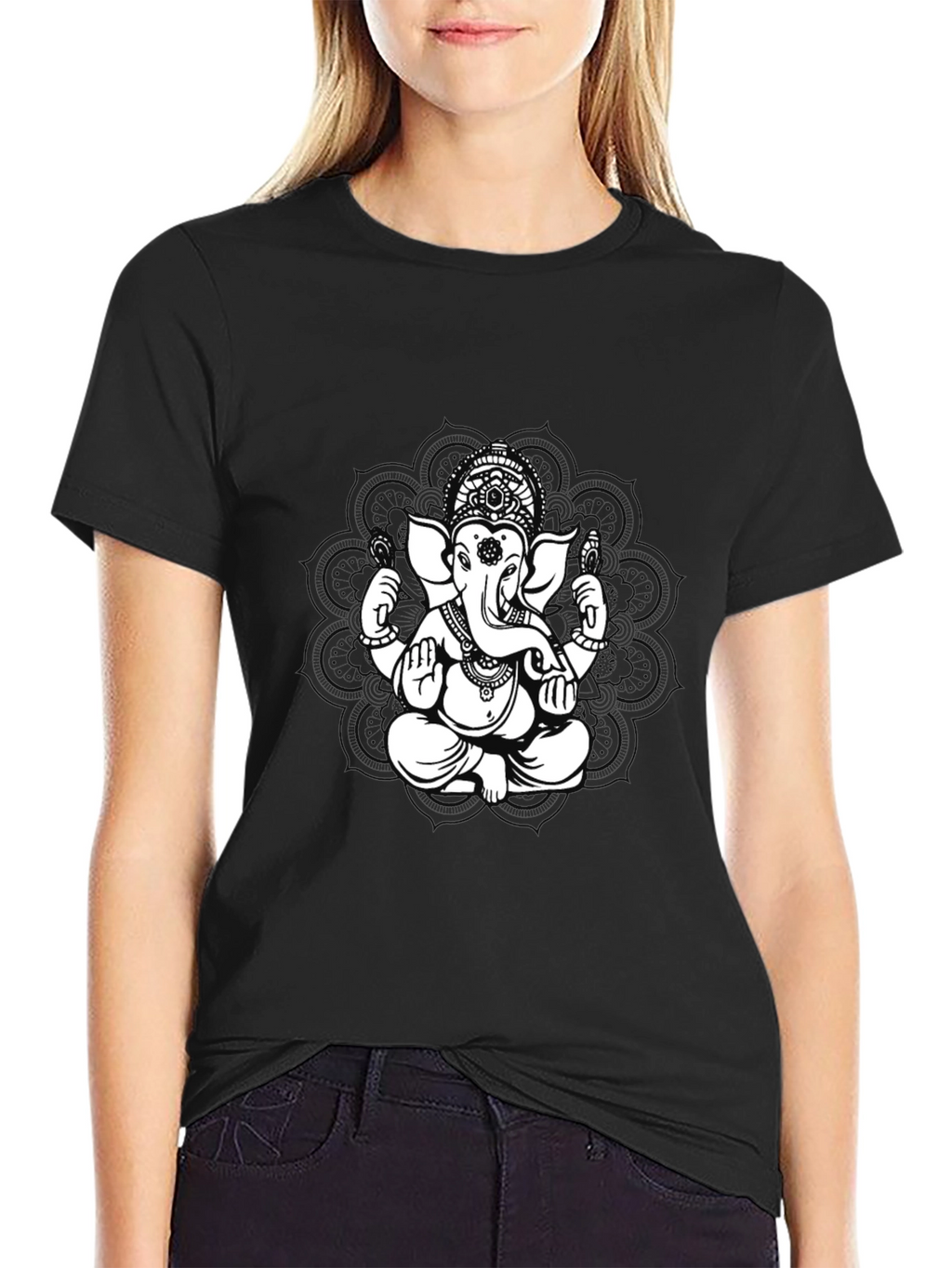 Ganesh Graphic Tee - Black Cotton Blend
