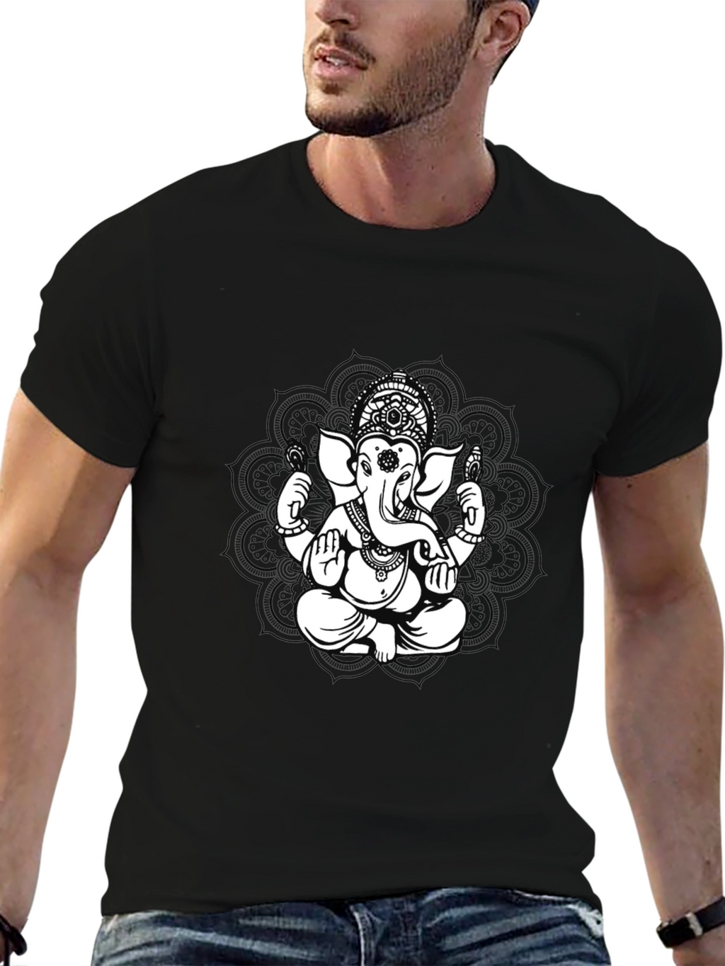 Ganesh Graphic Tee - Black Cotton Blend
