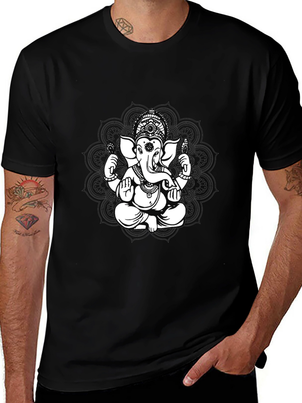 Ganesh Graphic Tee - Black Cotton Blend