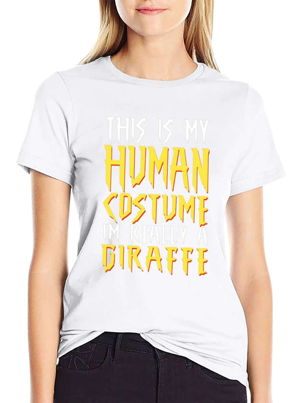 Human Costume Giraffe T-Shirt Funny Graphic Tee