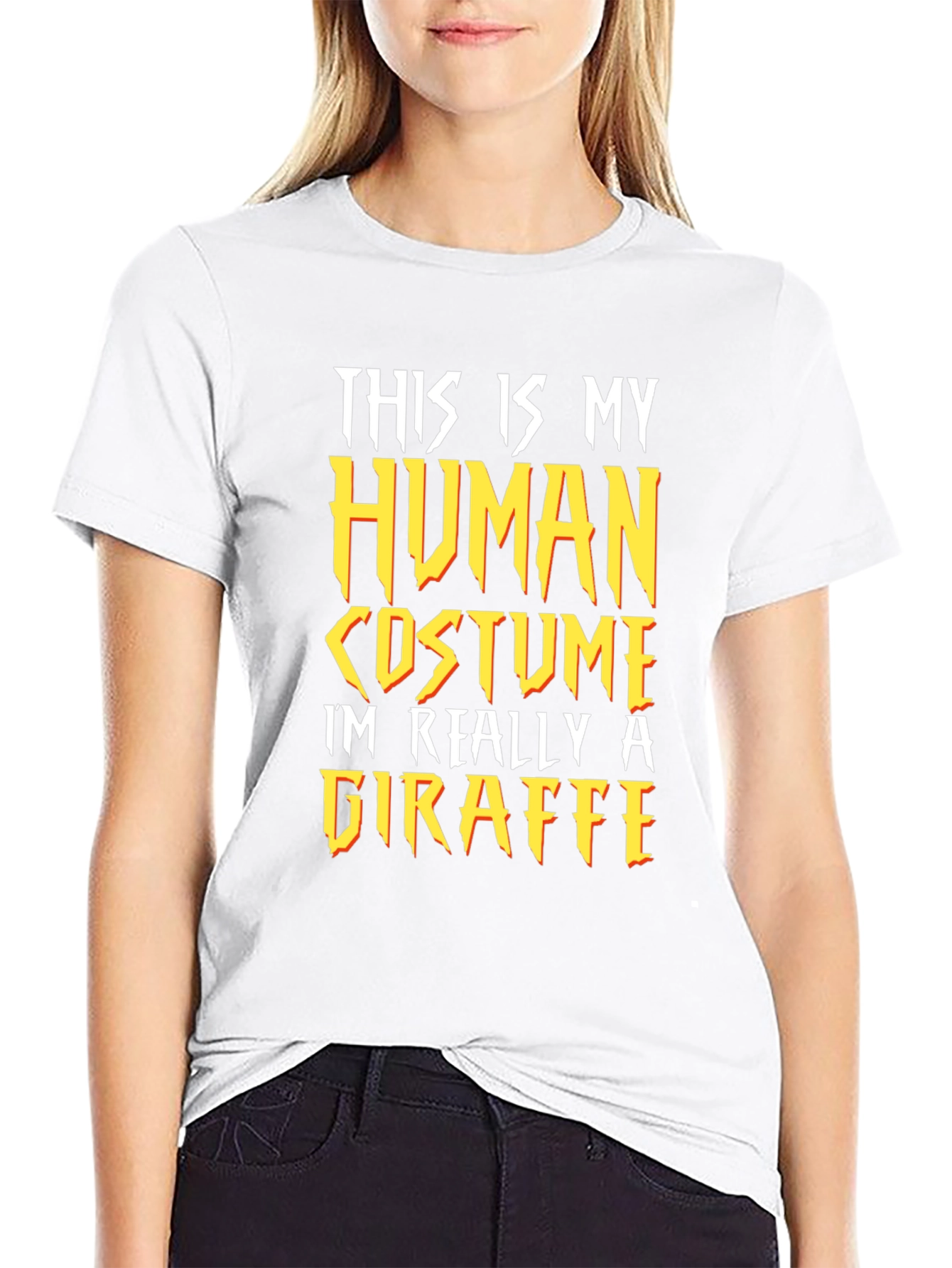 Human Costume Giraffe T-Shirt Funny Graphic Tee
