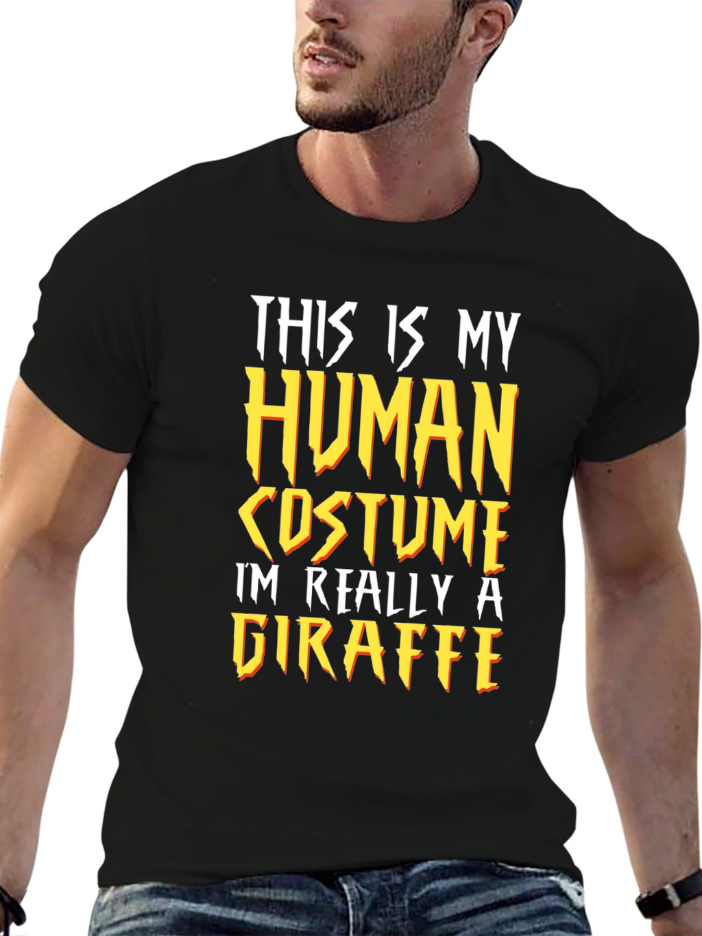 Human Costume Giraffe T-Shirt Funny Graphic Tee