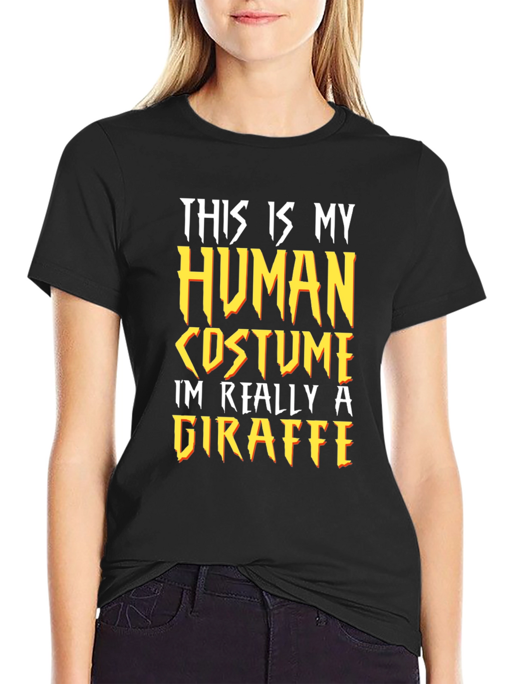 Human Costume Giraffe T-Shirt Funny Graphic Tee