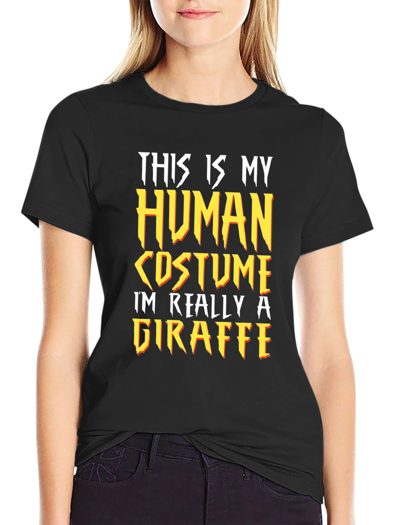 Human Costume Giraffe T-Shirt Funny Graphic Tee