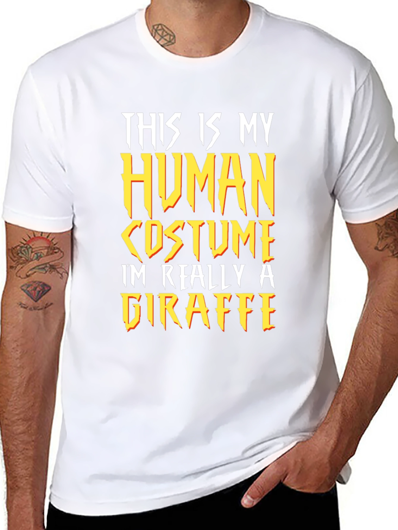 Human Costume Giraffe T-Shirt Funny Graphic Tee