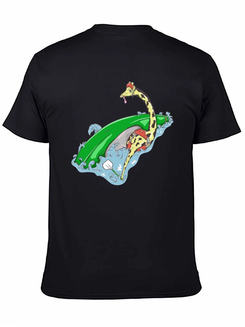 Surfing Giraffe Graphic Tee - Black